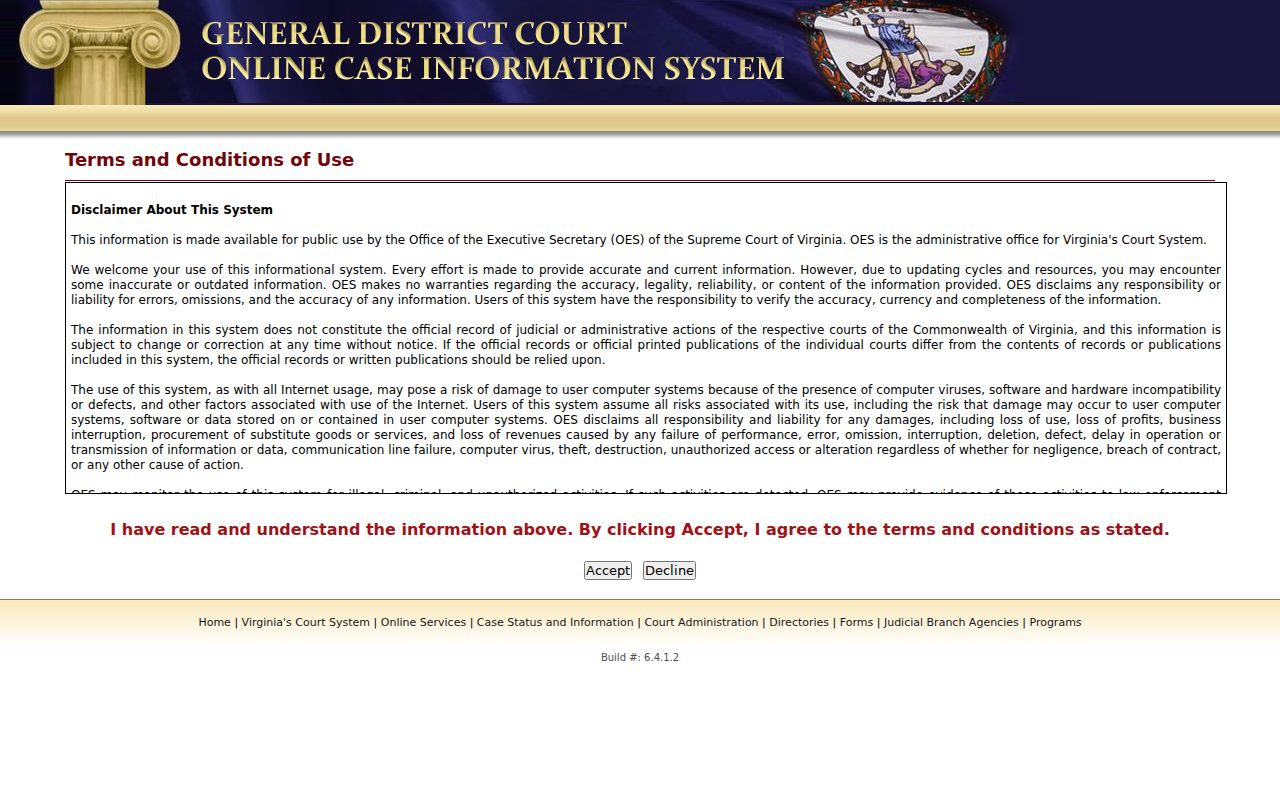 Nelson County warrant search reference showing the General District Court case interface