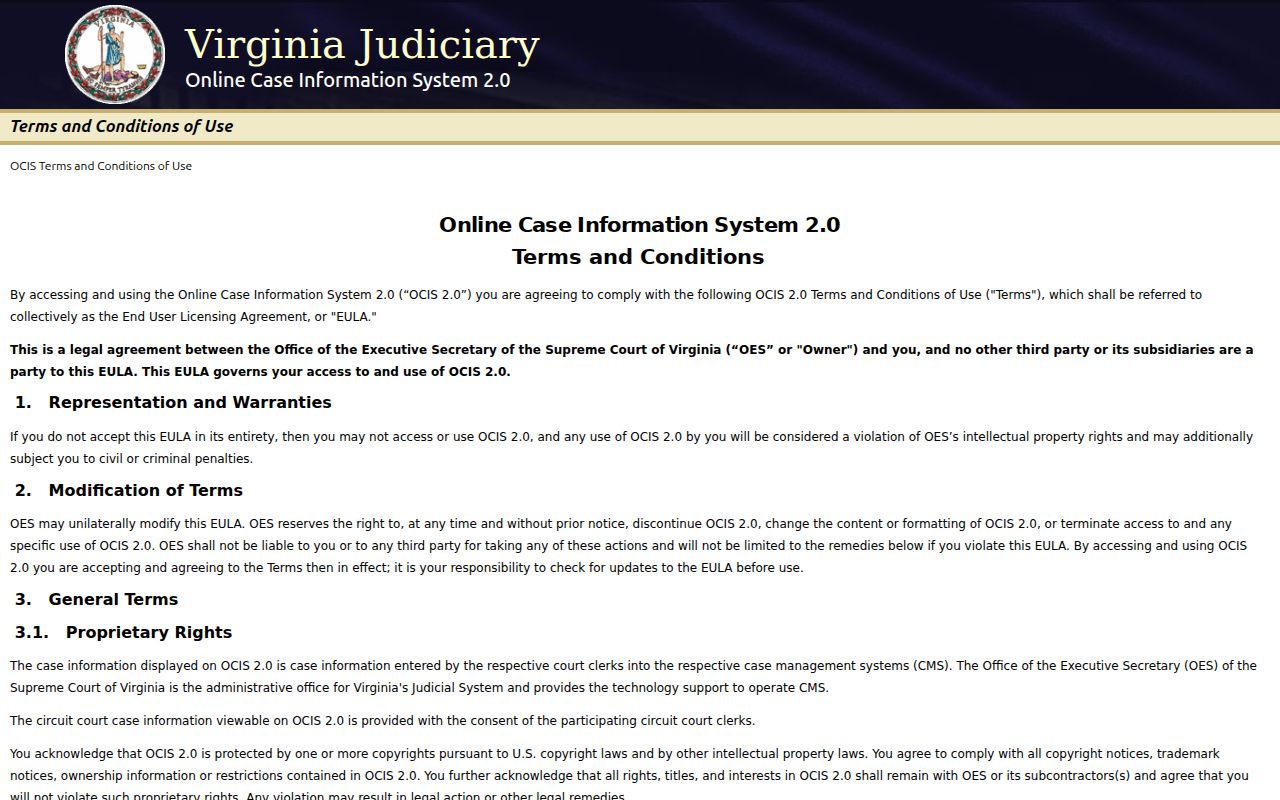 Nelson County warrant search reference showing the statewide case search interface